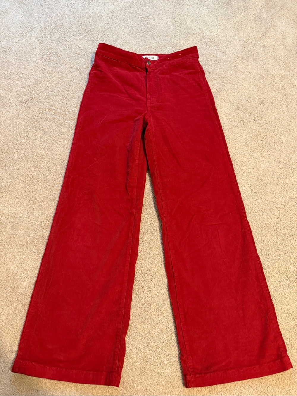 Madewell Red Wide-Leg Corduroy Pants